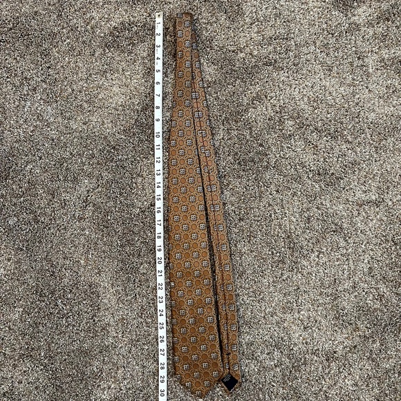 Men's Canali silk tie in tan with blue accents - Picture 5 of 8